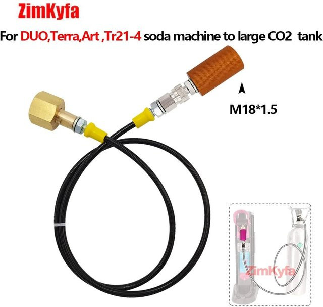 Soda-Ventil-Konverter mit M18 x 1,5 Gewindeanschluss und Schlauchset für SodaStream Terra, Soda Art und DUO zur Verbindung mit externen CO2-Tanks von zimakyfa - Bild 1