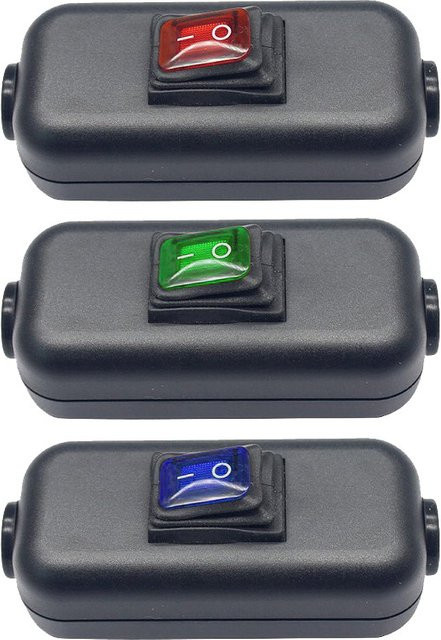 Passvvell Inline-Kabelschalter mit LED-Anzeige, wasserdicht IP65, rot, max. 250 V, 6 A - Bild 1