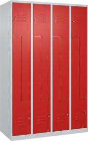 C+P Z-Spind Classic PLUS Spind mit 8 Fächern und Zylinderschloss, Grau und Rot, H x B x T: 185 x 120 x 50 cm - Bild 1