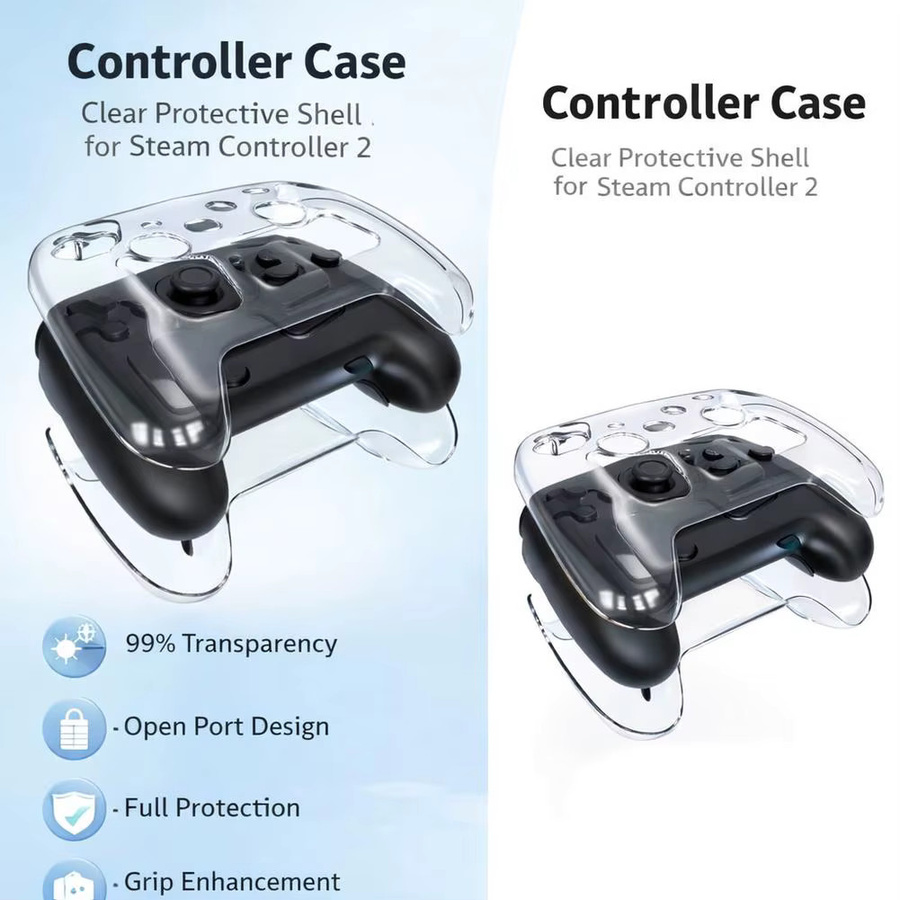 Transparentes Hartschalen-Gehäuse für Steam Controller 2 mit Joystick-Kappe und kratzfester Abdeckung - Bild 3