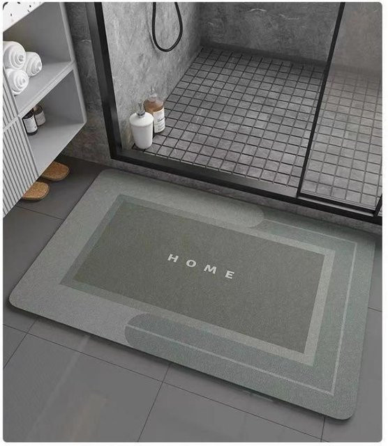 Rutschfeste Kieselgur Badezimmer Bodenmatte von Household supplies MH, schnell trocknend und saugfähig, Farbe: Schwarz, B/T: 60 x 40 cm - Bild 1