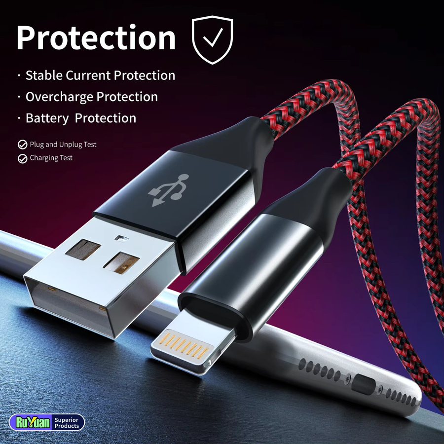 LAIHONEN USB-A zu Lightning Ladekabel 12W MFi-Zertifiziert Rot Kompatibel mit iOS und iPhone 14/13/12/11 - Bild 6