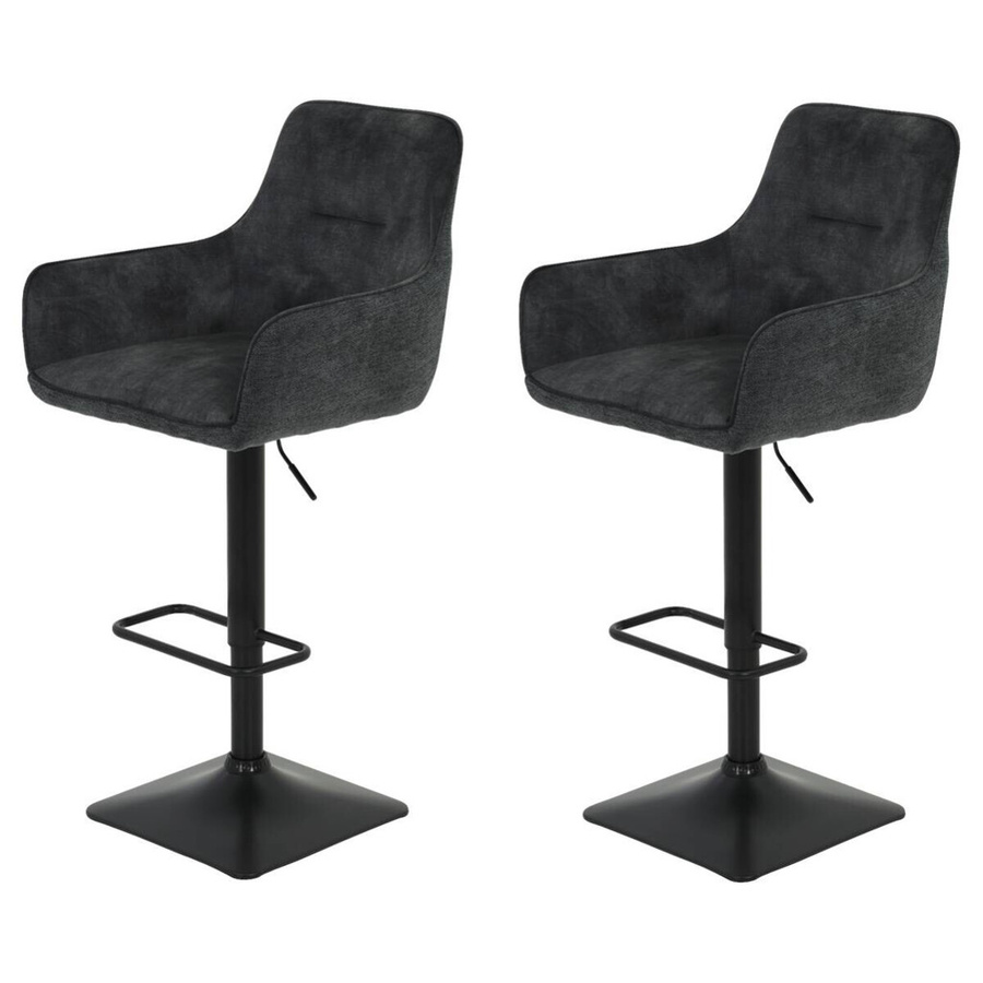 2er-Set Barhocker Hela in Anthrazit mit Samtoptik und 360 Grad Drehsitz, B/H/T: 51 x 117 x 57 cm - Bild 3