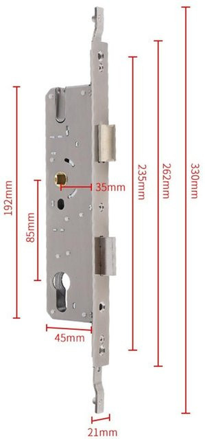 Renguxue Universelles Einsteckschloss aus Edelstahl und Aluminium in Silber, B/H: 85 x 35 mm - Bild 1