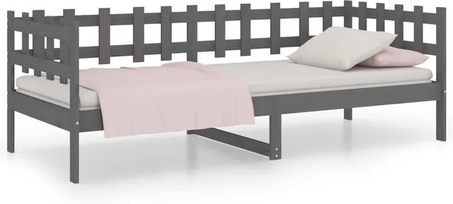 vidaXL Tagesbett aus massivem Kiefernholz in Grau, rustikales Design, B/T/H: 90 x 200 cm - Bild 1
