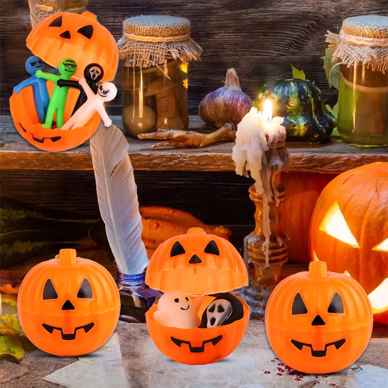 Lustige Kürbis-Geschenkboxen für Halloween als Party-Dekoration und Scherzartikel für Kinder in Orange aus Kunststoff - Bild 5
