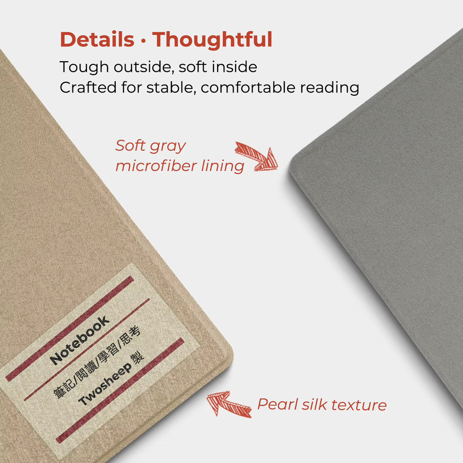 Twosheep Smart Folio Cover-Hülle für Bigme B6 Case 6 Zoll in Beige mit magnetischer Befestigung und automatischer Schlaf- und Wachfunktion im Notebook-Stil - Bild 3