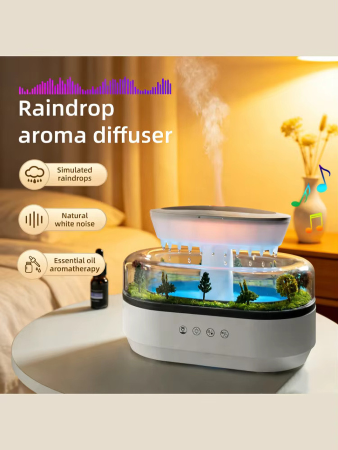 JFBONIN Ultraschall-Aroma-Luftbefeuchter mit Weißem Rauschen und Farbwechsel-Licht in Weiß - Bild 4