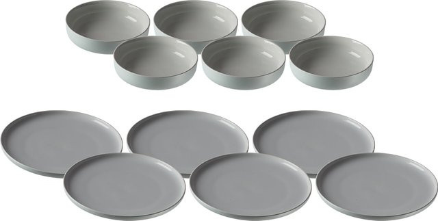 Ritzenhoff & Breker Teller- und Schalenset Jasper Solid in Grau, 12er Set - Bild 1
