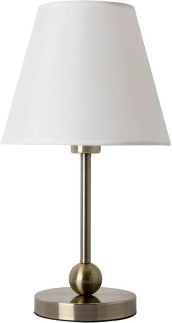 Arte Lamp Tischleuchte Elba aus Metall in Bronze mit weißem Stoffschirm und E27 Fassung - Bild 1