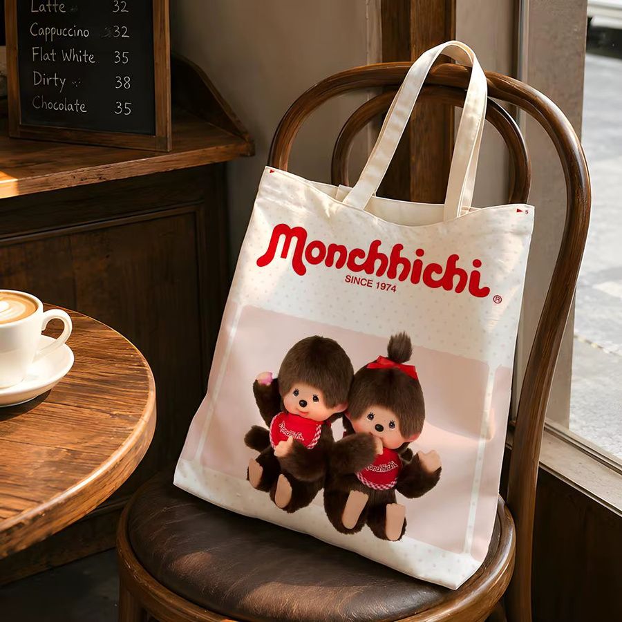 Monchhichi Canvas Tragetasche in Weiß für Schule und Alltag - Bild 3