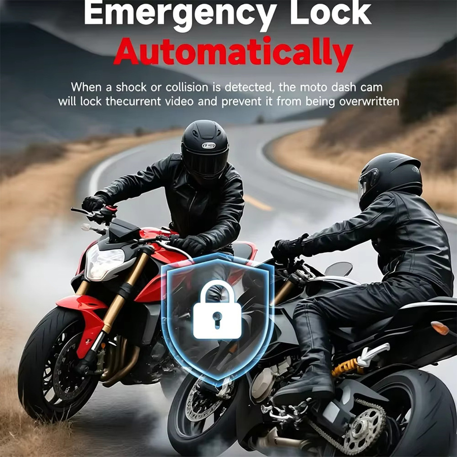 WDSZKMYF Motorrad Dual-Lens Dashcam in Schwarz mit 1080P Full HD, IP67 wasserdicht, WiFi-Telefonverbindung und EIS intelligenter Anti-Shake-Stabilisierung - Bild 4