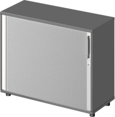 Schäfer Shop Genius Querrollladenschrank TETRIS WOOD in Graphit mit 2 Türen, Breite: 100 cm, Höhe: 80 cm, Tiefe: 42,1 cm - Bild 1