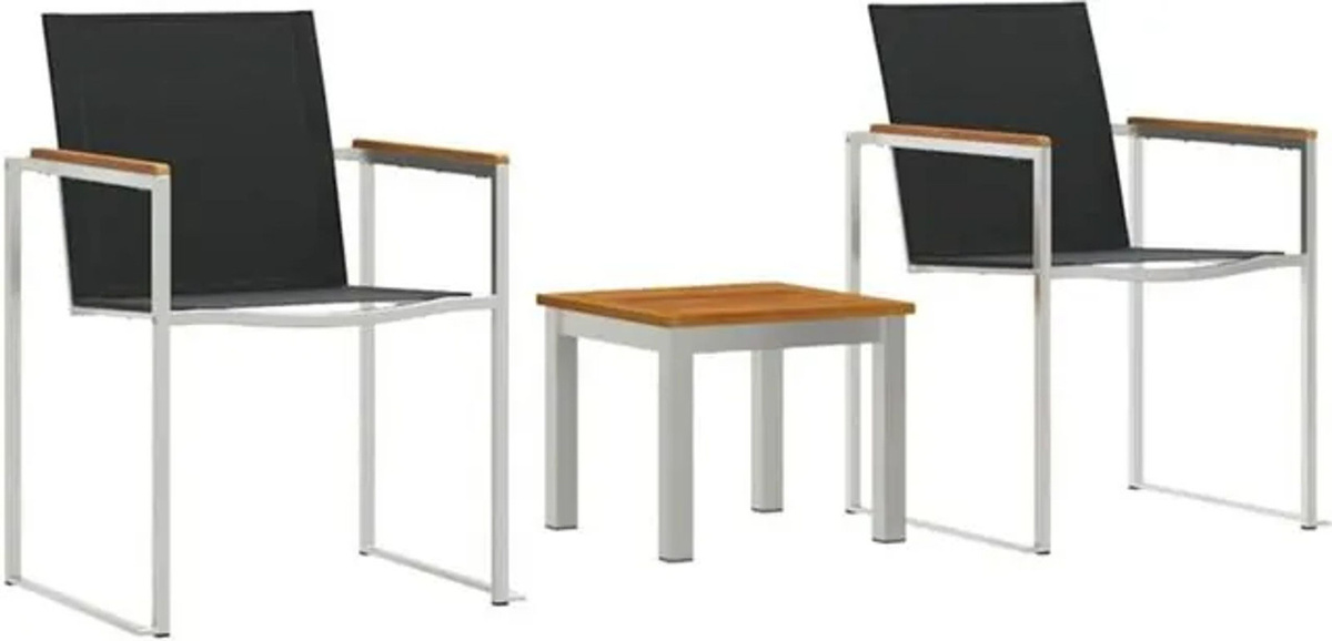 vidaxl Gartenmöbel-Set aus 3-teiligem Outdoortisch-Set aus Akazie Massivholz und Metall in Braun und Schwarz - Bild 1