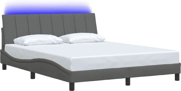 vidaXL Bettgestell Dunkelgrau mit USB-Ladeport und Unterbettbeleuchtung, B/T/H: 160 x 200 x 165 cm