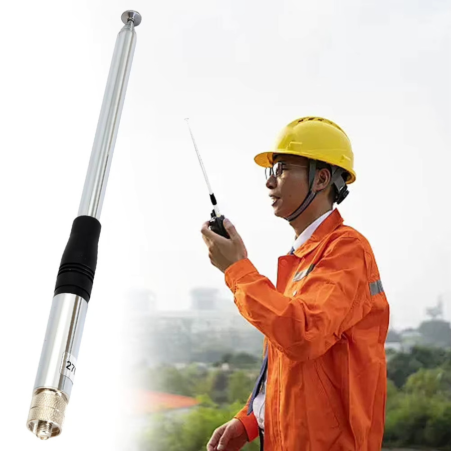 VODOOL 27MHz CB-Funk Teleskopantenne mit hohem Gewinn 2,15dB, silber, 23-130 cm, Amateurantenne für Walkie-Talkie und Handheld-Funkgeräte - Bild 4