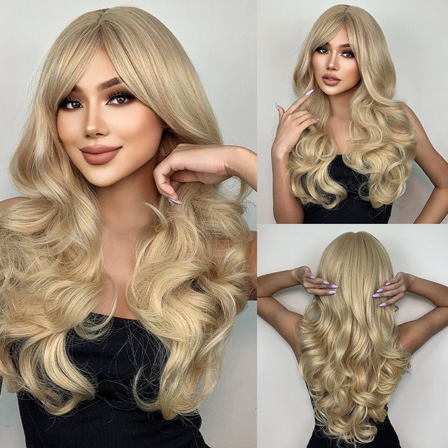 EASIHAIR Perücke, blond, gelb, lang, gewellt, mit Pony, Damen - Bild 1