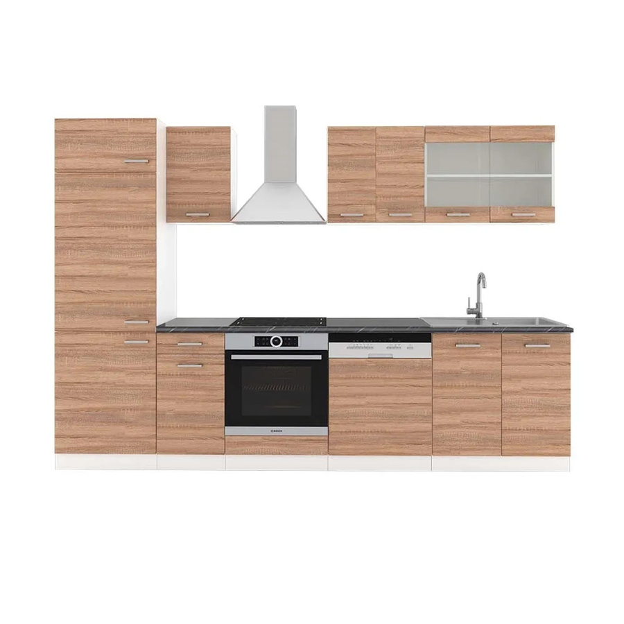 Vicco R-Line Küchenzeile Sonoma/Weiß in Anthrazit, Breite: 300 cm - Bild 1