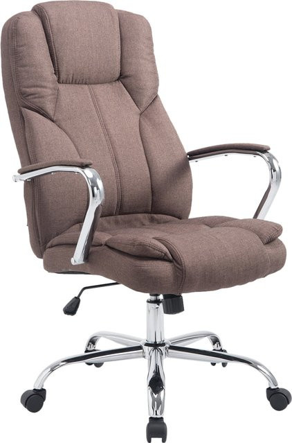 TPFLiving Bürostuhl Xavier Executive Chair aus Stoff in Braun mit Armlehnen und Rollen - Bild 1