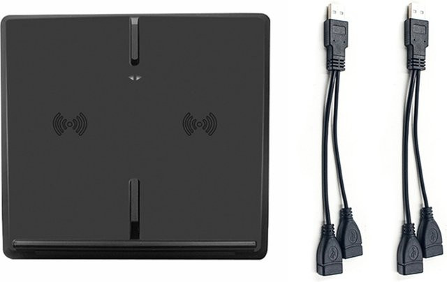 Drahtloses Dual Smartphone Ladegerät für Tesla Modell 3 mit 10 W Schnellladefunktion und USB-C Anschluss in Schwarz - Bild 1