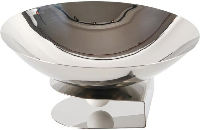 Abstrakter Halbkreis Obstteller aus Metall in Grau, modernes Design-Tablett für Couchtisch und Esstisch, B/T/H: 30,0 x 30,0 x 10,5 cm - Bild 1