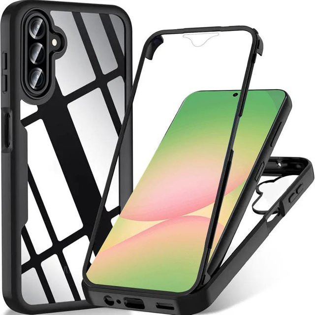 360 Grad Vollschutzhülle für Samsung Galaxy A56 A36 A26 A55 A34 A54 A35 A25 A15 A53 A13 A14 A52 A73 5G Stoßfeste Displayschutzhülle in Schwarz und Transparent - Bild 1