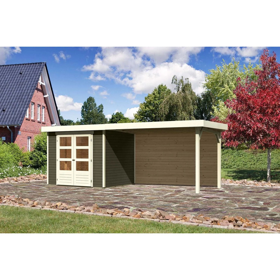 Karibu Holz-Gartenhaus Boras in Terragrau mit Flachdach und modernem Design, B/T/H: 238 x 213 x 211 cm - Bild 2