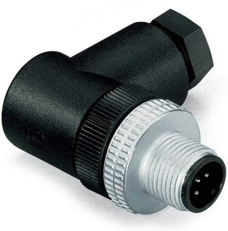 WAGO 756-9204/040-000 Sensor-Aktor-Steckverbinder M12 Stecker gewinkelt unkonfektioniert Polzahl 4 Schwarz - Bild 1