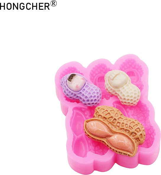 HONGCHER Silikonform Cartoon Peanuts Happy Peanut für DIY Harz-Schmuck und Dessert-Herstellung, Pink - Bild 1