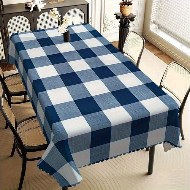Fancy Style Studio Tischdecke aus Polyester in Marineblau Kariert, Rechteckig, Wasserabweisend, B/T: 140 x 200 cm - Bild 1