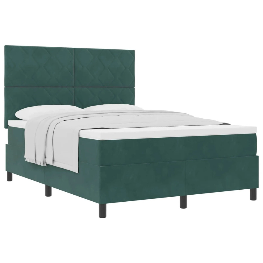 vidaXL Boxspringbett mit Matratze und Taschenfederkern in Dunkelgrün, B/T/H: 140 x 200 x 280 cm - Bild 2