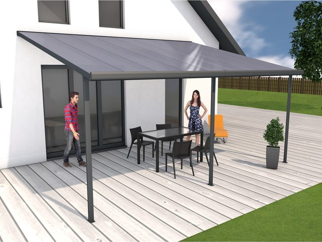 Gutta Terrassenüberdachung in Anthrazit, B: 546 cm, T: 406 cm - Bild 1