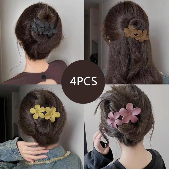 Haarspangen Blume, Schwarz, Floral, 4 Stück - Bild 1