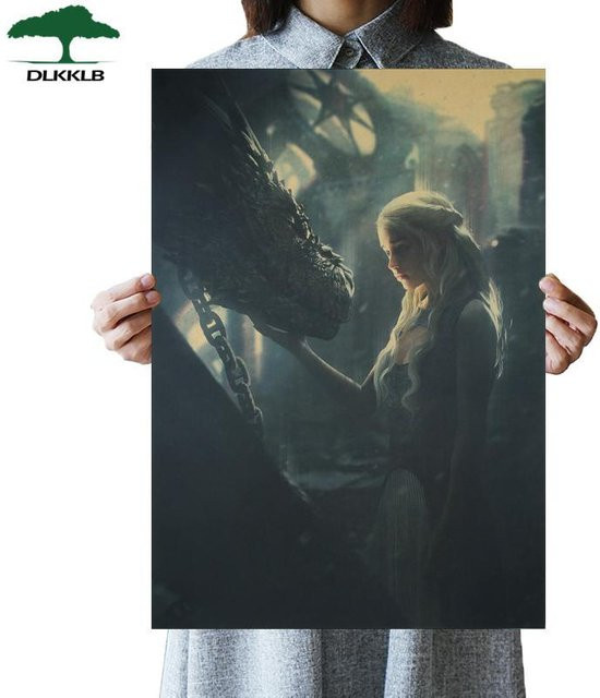 DLKKLB Game of Thrones Vintage Poster aus Kraftpapier, dekorativer Wandaufkleber für Bar und Café, B: 50,5 cm, H: 35 cm - Bild 1