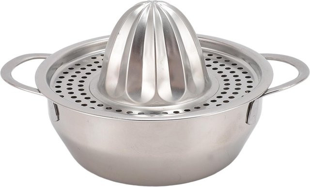 TOMTOP JMS Manuelle Saftpresse aus Edelstahl in Silber mit Schüssel und Sieb für Zitrusfrüchte und Zitronen - Bild 1