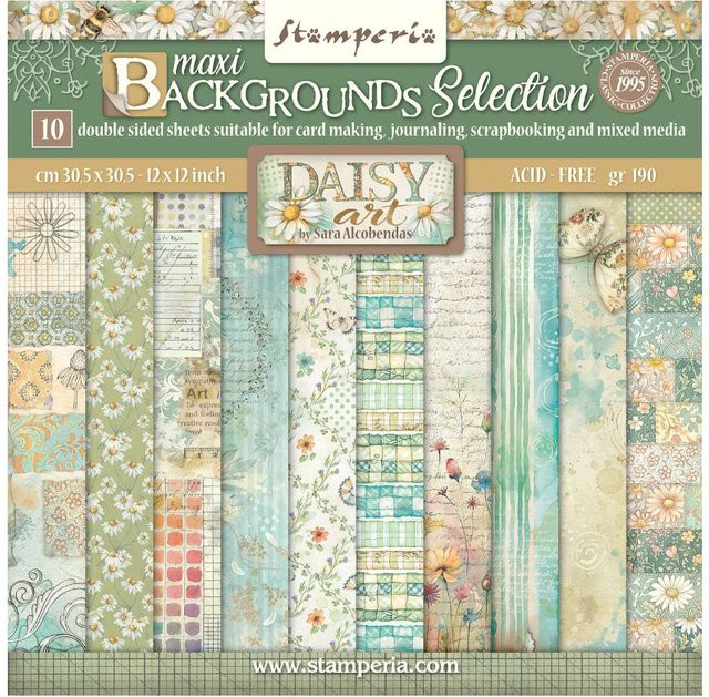 Stamperia Scrapbook-Block Daisy Art Backgrounds in Multicolor - Bild 1