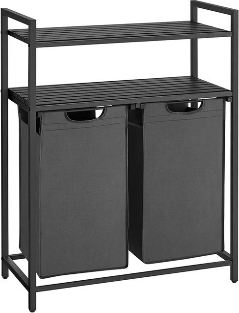 Vasagle Wäschekorb mit 2 Fächern in Schwarz-Grau, H x B x T: 92 x 33 x 73 cm - Bild 1