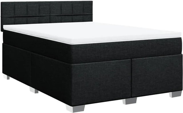 vidaXL Boxspringbett Hybrid mit Matratze und USB-Ladeport, Schwarz, B/T/H: 160 x 200 x 100,5 cm - Bild 1