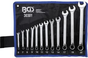 BGS Maul-Ringschlüssel-Satz gekröpft aus Chrom-Vanadium, 12-teilig, SW 6 - 22 mm, Silber - Bild 1