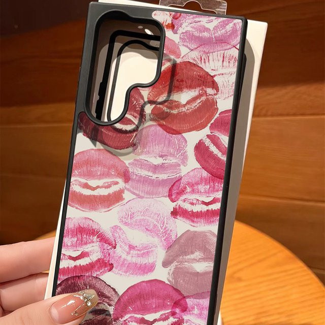 Stoßfeste Handyhülle mit Lippen-Design für Samsung Galaxy S26 Ultra, S25, S24 FE, S23, A56 5G, A55, A54, A36, A17, A16, A15, A07 in Pink - Bild 1