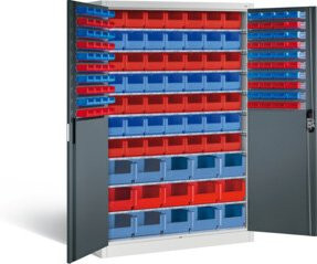 C+P Magazinschrank Acurado mit Scharniertüren in Anthrazitgrau und Lichtgrau, H x B x T: 195 x 120 x 50 cm - Bild 1