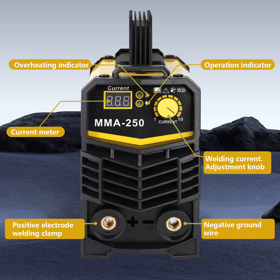 TKKEACE Tragbares Mini-Schweißgerät 250 A, IGBT MMA-250 Inverter-Schweißgerät für Heim-DIY-Lichtbogenschweißen in Gelb - Bild 3