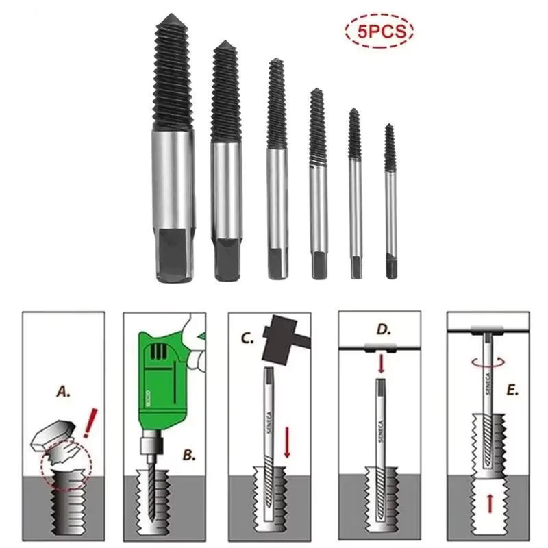 WEEKS Schraubenausdreher Set mit 5 Teilen für gebrochene Schrauben und Bolzen in Schwarz und Silber - Bild 6