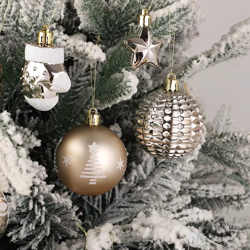 ZQNYCY 42er Set Weihnachtsbaum Anhänger Champagner Gold, Runde Weihnachtsornamente und Party Dekoration, Durchmesser: 6 cm - Bild 5
