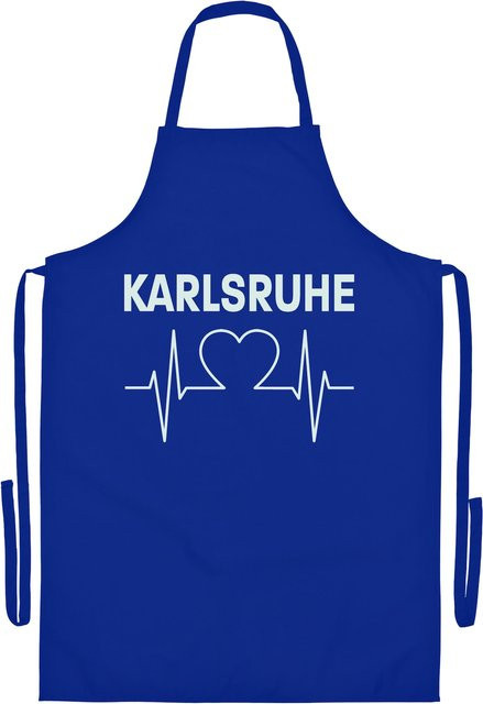 Grillschürze von multifanshop mit Karlsruhe Herzschlag Druck in Weiß - Bild 1