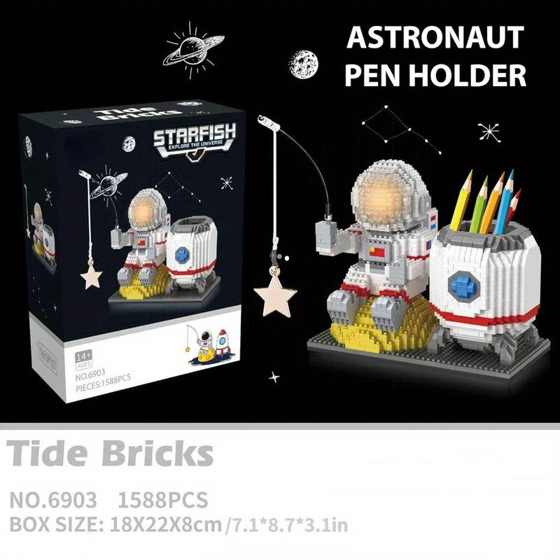 Binchi Keji Travel Astronauten-Block Set mit Schreibtischorganizer und Stifthalter aus Kunststoff, 1588 Teile - Bild 4