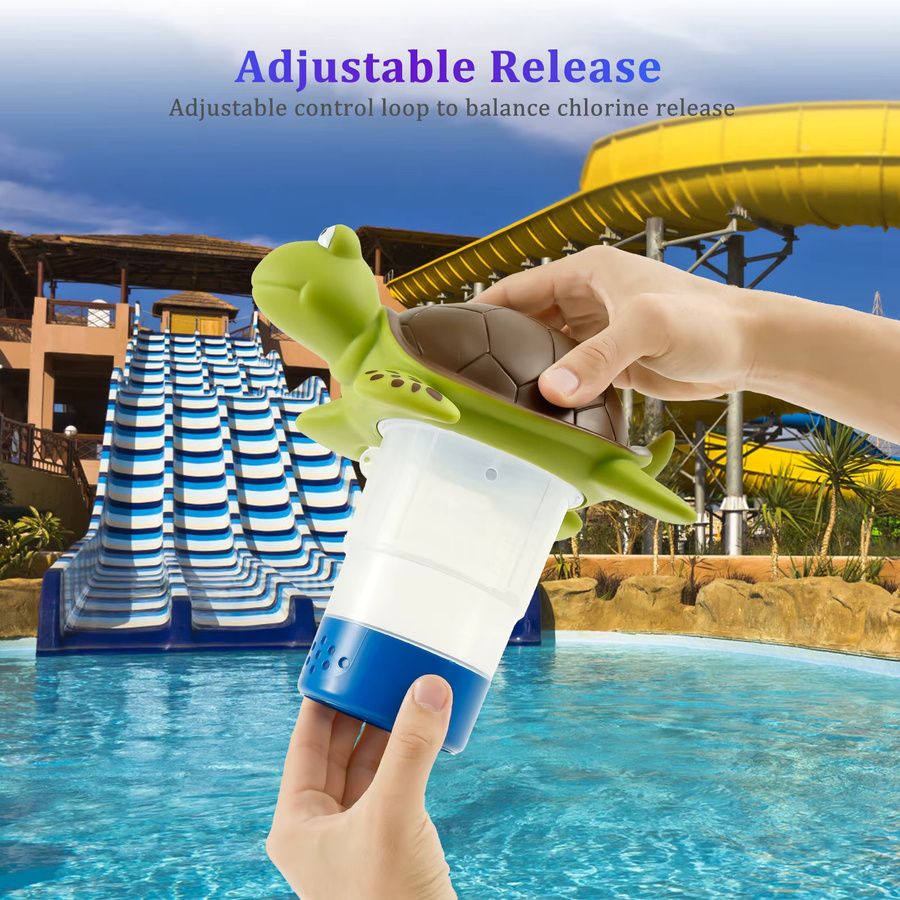 Willstar Pool-Chlor-Schwimmer Schildkröten-Chlorinator aus Kunststoff in Grün und Multicolour mit verstellbarer Dosierung zur Pool-Reinigung - Bild 3