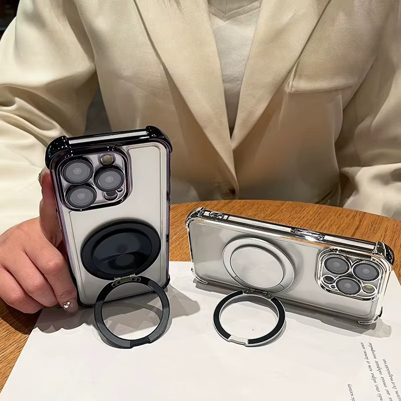 Transparentes Luxus-Schutzcase mit drehbarer Halterung für Xiaomi Poco F8 Ultra, F7 und X7 Pro in Lila - Bild 3