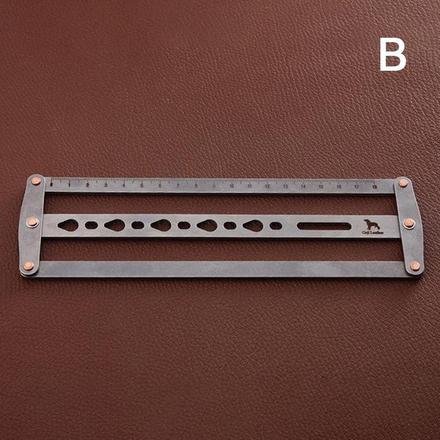 HKyo Professionelles Ledergürtel-Positionierungs-Locherlineal aus Edelstahl in Silber, verstellbar von 18 bis 48 mm - Bild 1