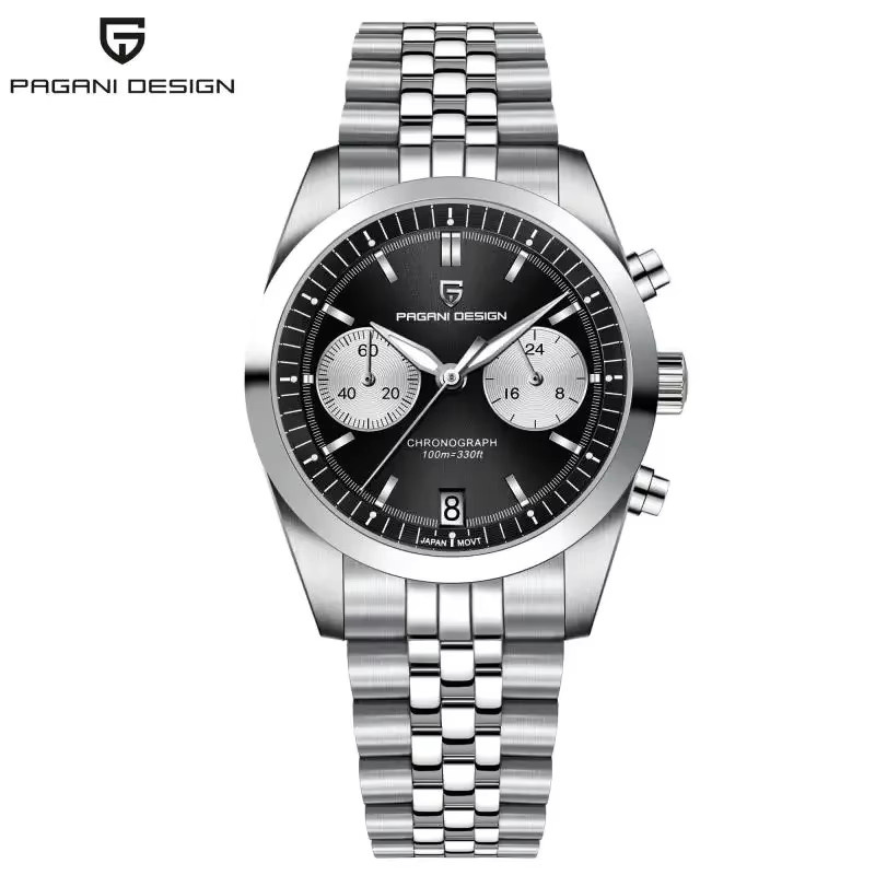 PAGANI DESIGN Chronograph, Quarz, Edelstahl, Saphirglas, Schwarz, Herren - Bild 5